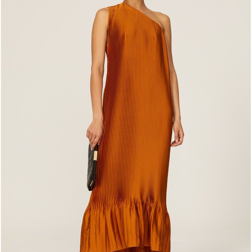 TOME One Shoulder Pleated Maxi Dress